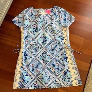 Lilly Pulitzer Geometric Blue and Pink Jumpsuit Dress